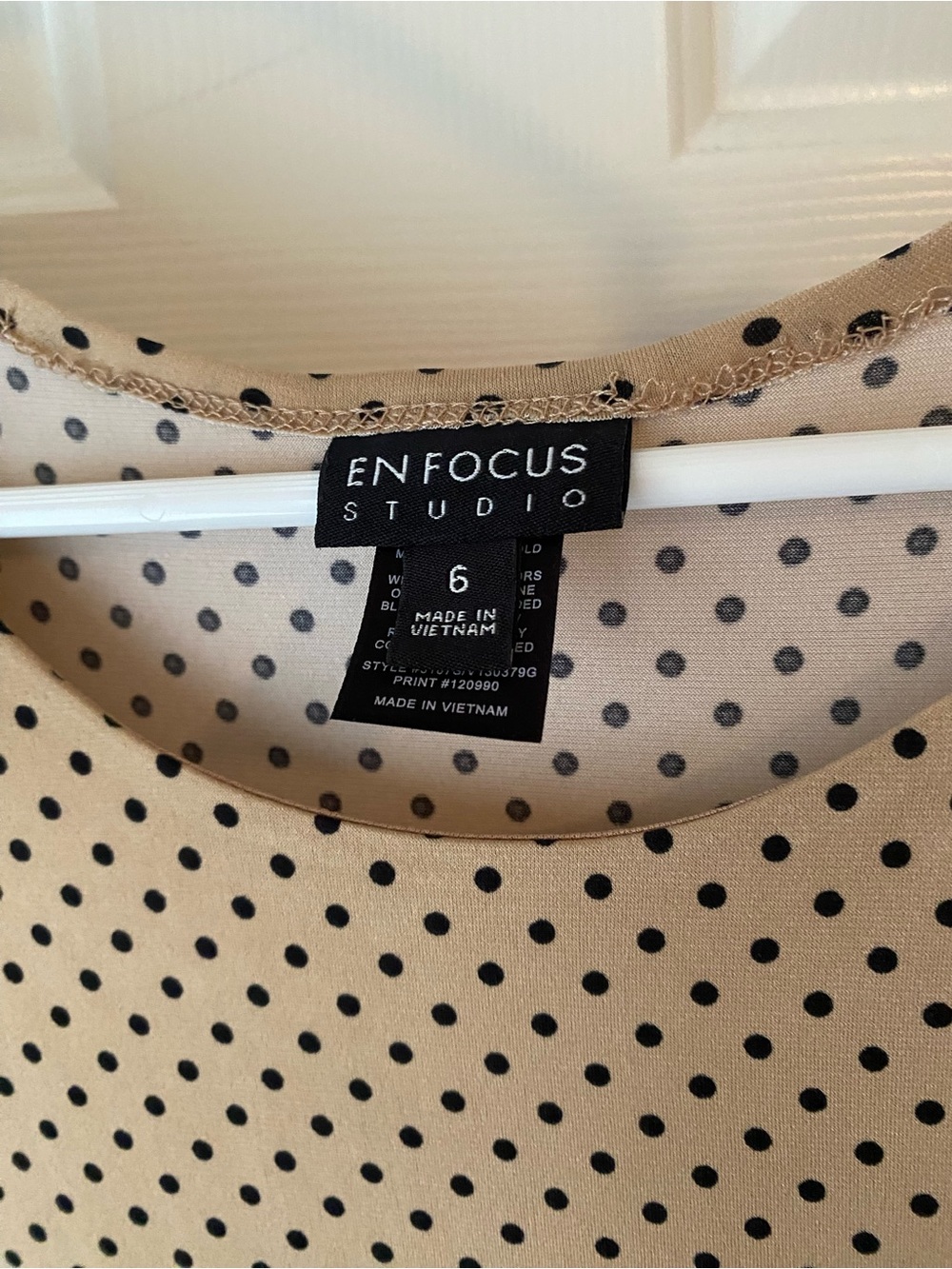Enfocus Studio Beige Polka Dot Ruched Waist Dress - Picture 3 of 4